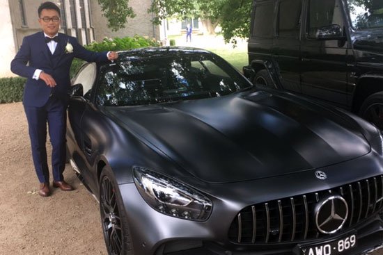 wedding car with groom